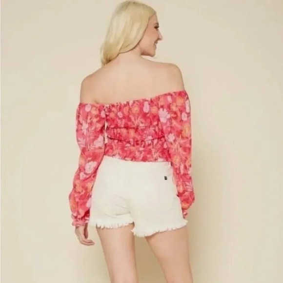 Pleione Nordstrom Tropical Crop Top XS Pink - Picture 2 of 7